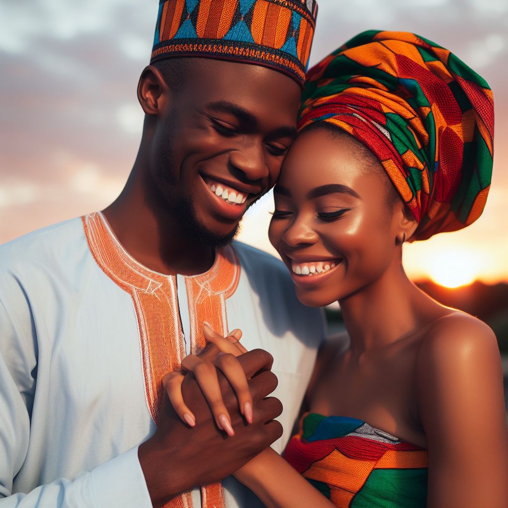 kindly generate 2 images for a blog post with the topic "God's Blueprint: What Genesis Says About Marriage" with Nigerian human face(s) displayed as clearly as possible.
