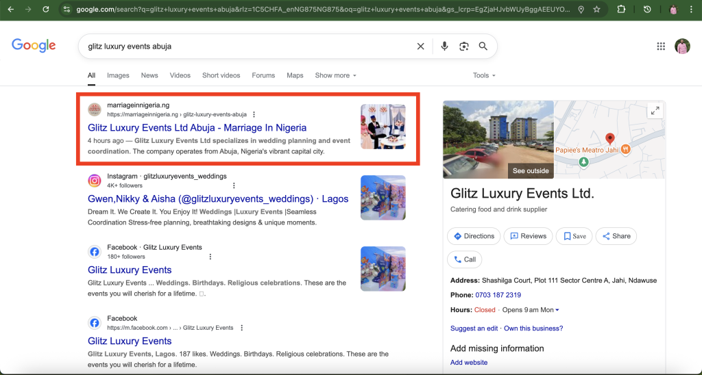 Glitz Luxury Events Ltd Abuja | Wedding Planning and Event Coordination Services