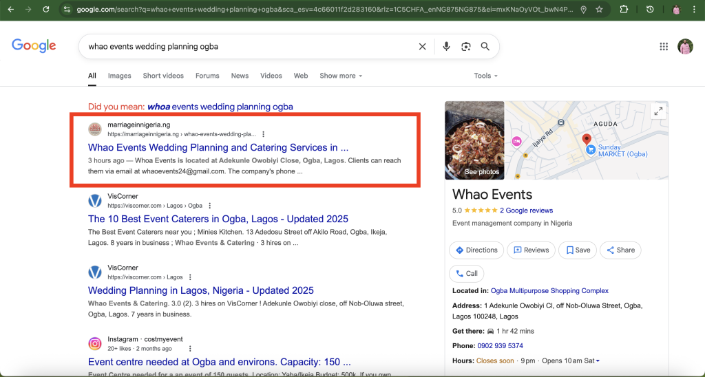 Whao Events Wedding Planning and Catering Services in Ogba, Lagos
