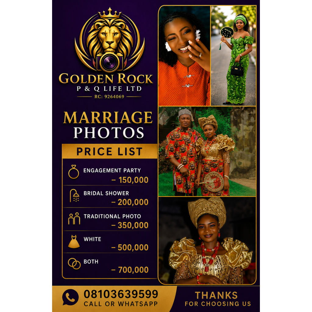 Golden Rock Studio, Eleme Rivers — Wedding Photography and Videography
