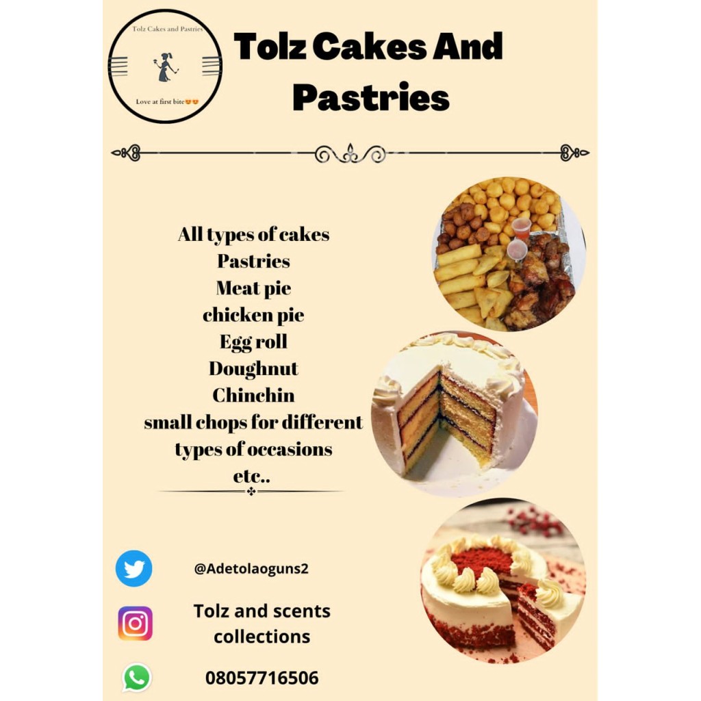 Tolz Cakes and Pastries, Ikeja, Lagos — Cakes, Chinchin and Catering