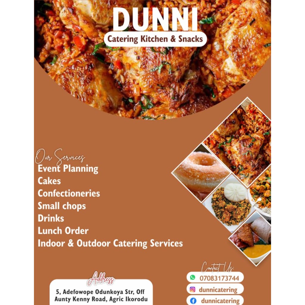 Dunni Catering Kitchen & Pastry Ikorodu Wedding Catering and Pastries