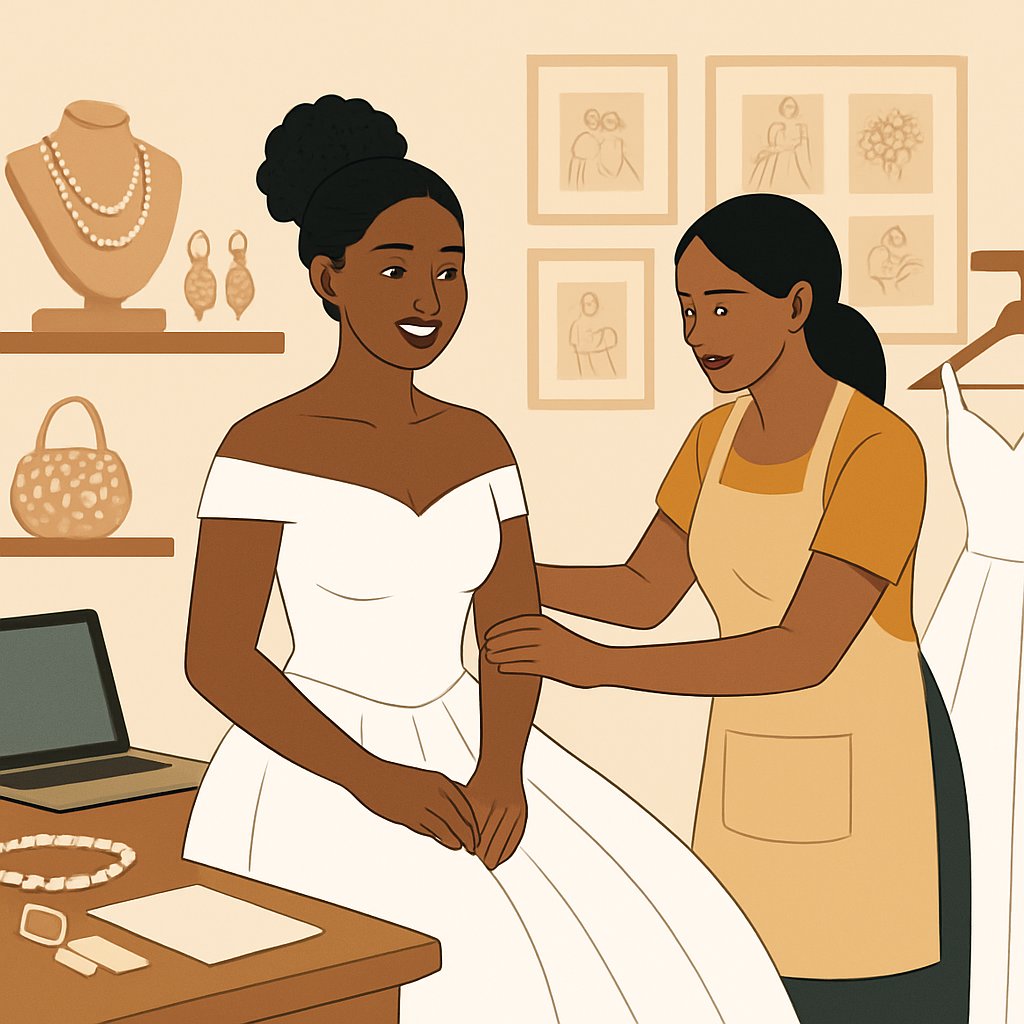 Blessed Handz Arcade Eket — Custom Bridal Gowns, Accessories & Fittings