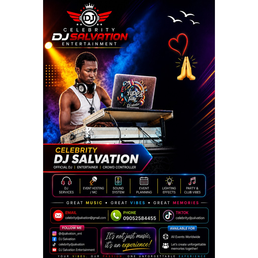 Celebrity DJ Salvation Benin City Wedding DJ Service and Events