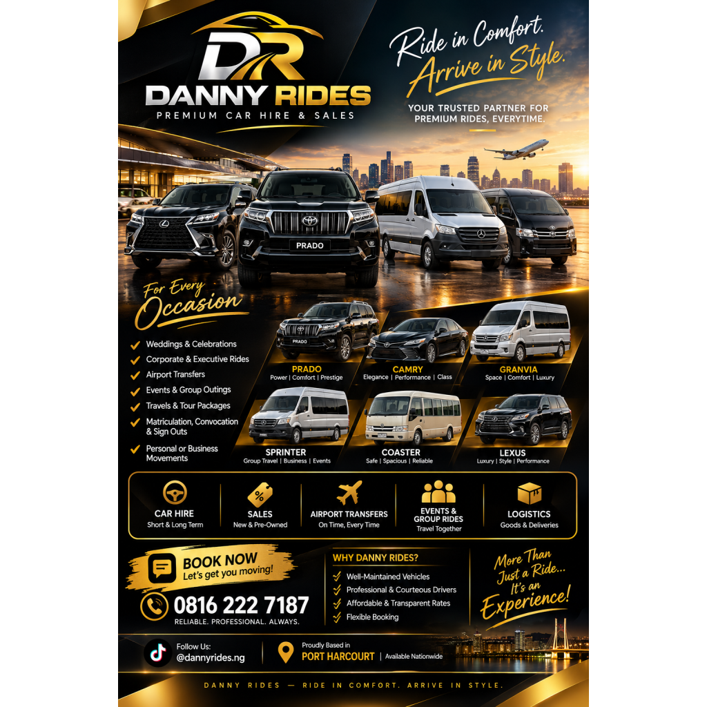 Danny Rides Port Harcourt: Car Hire, Sales and Executive Transport