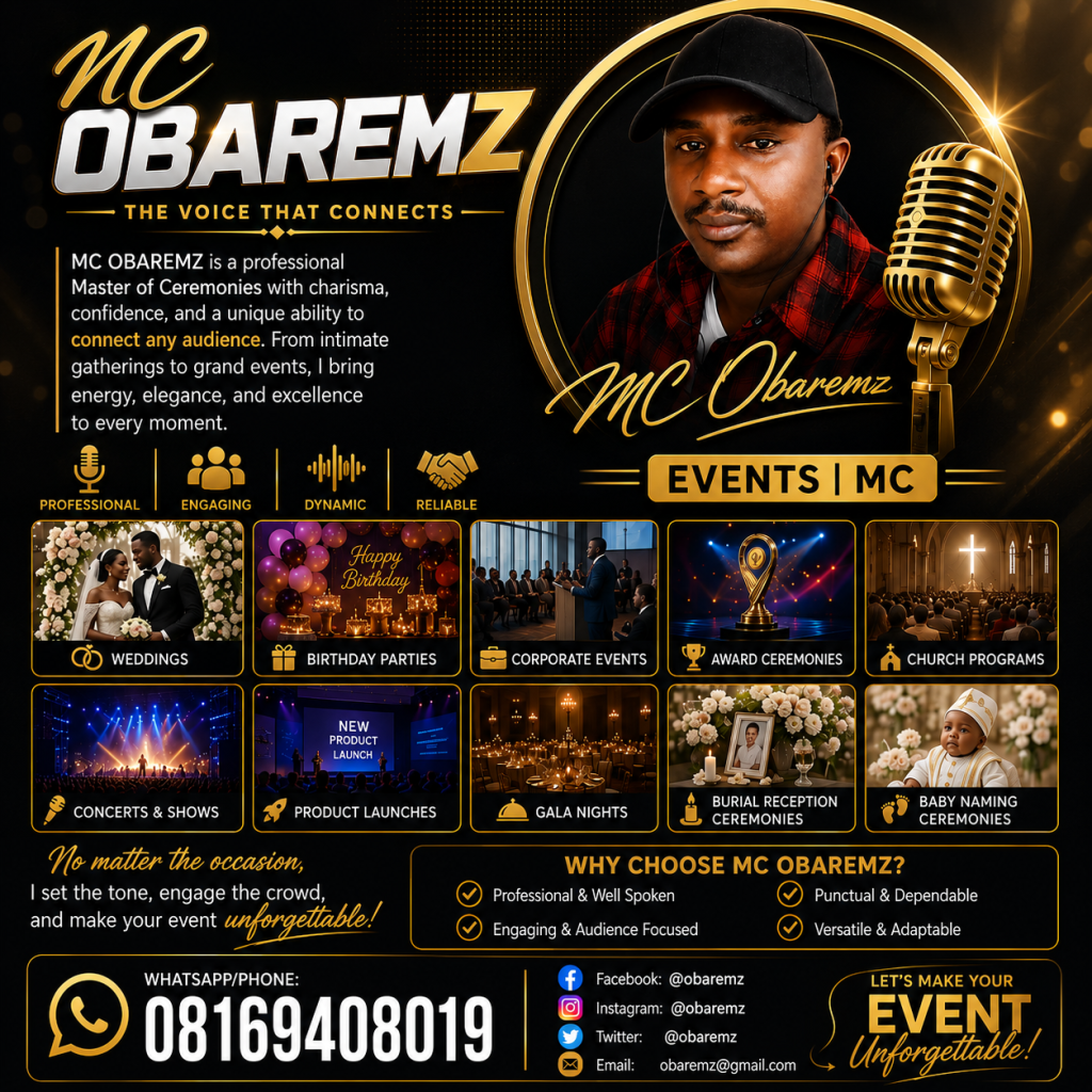 MC OBAREMZ Professional Event Compere for Weddings in Lagos