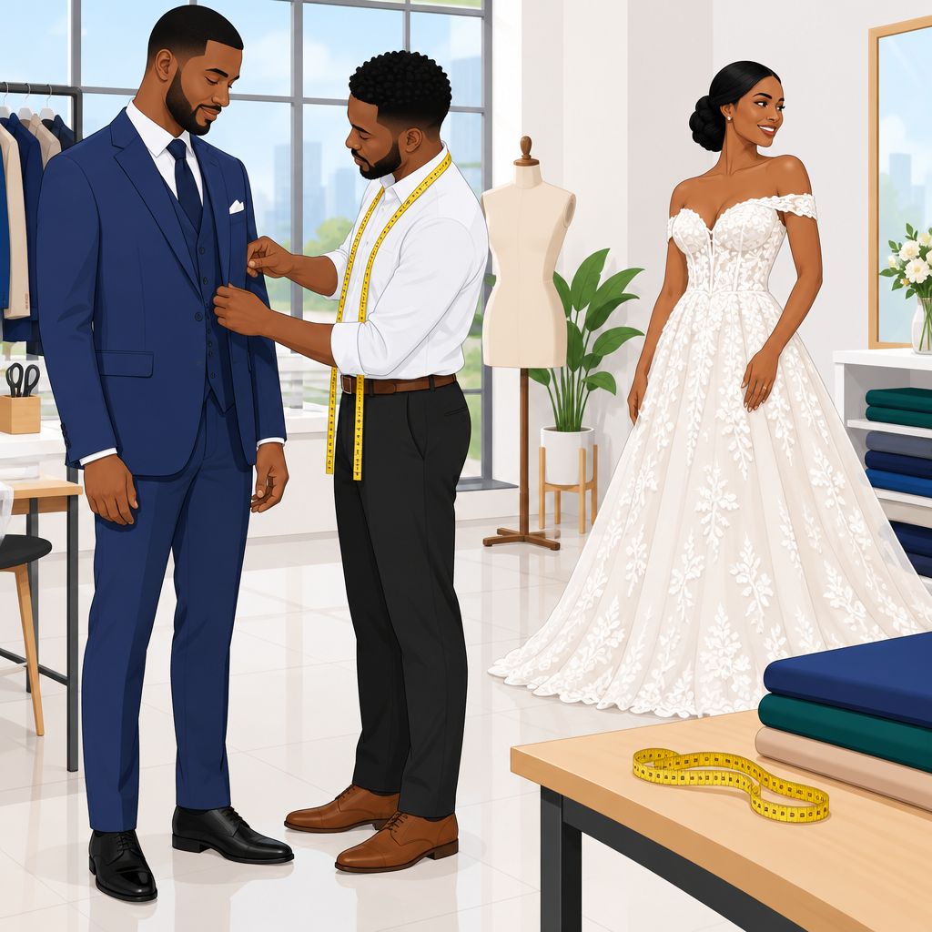 ABG World Ikorodu Lagos Custom Groom Suits and Bride's Dresses