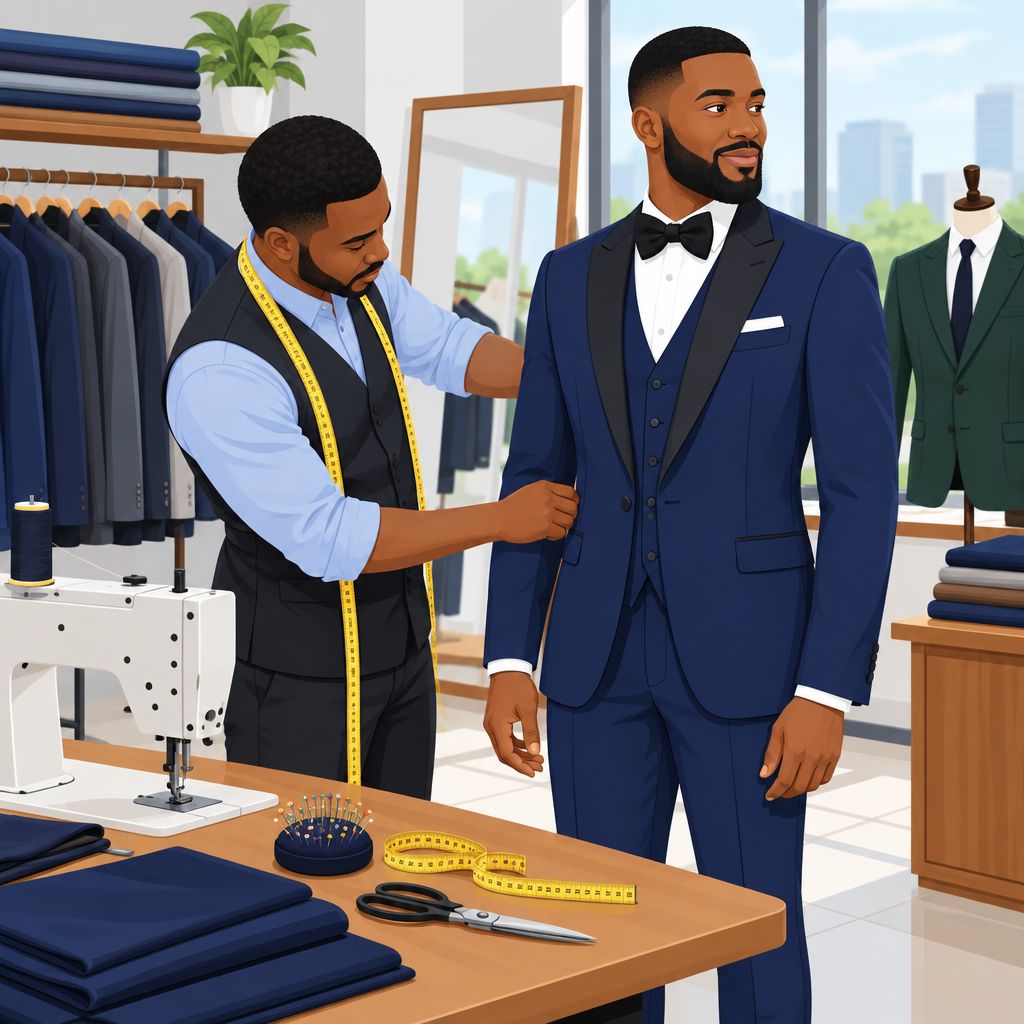 BB Couture Fashion House Custom Clothing and Groom Suits in Okaka