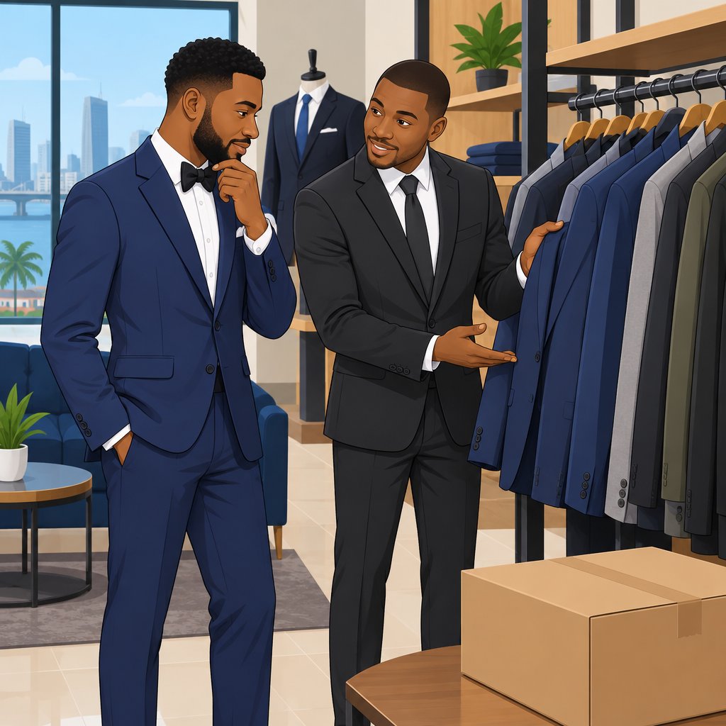Bobo Styles Ojodu Lagos Clothing, Groom Suit Shopping and Delivery