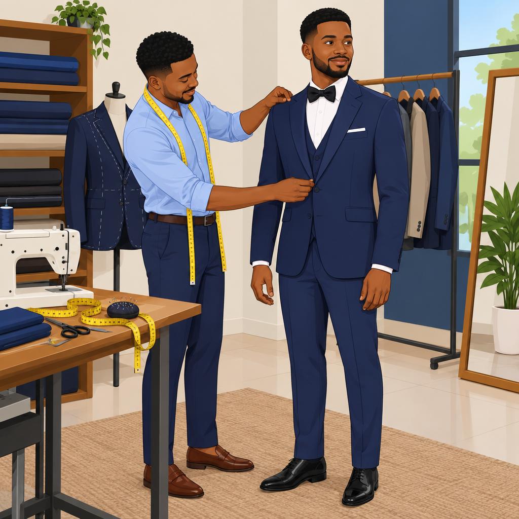 Kay Stitches Fashion Home | Custom Groom Suit Tailoring in Ibadan