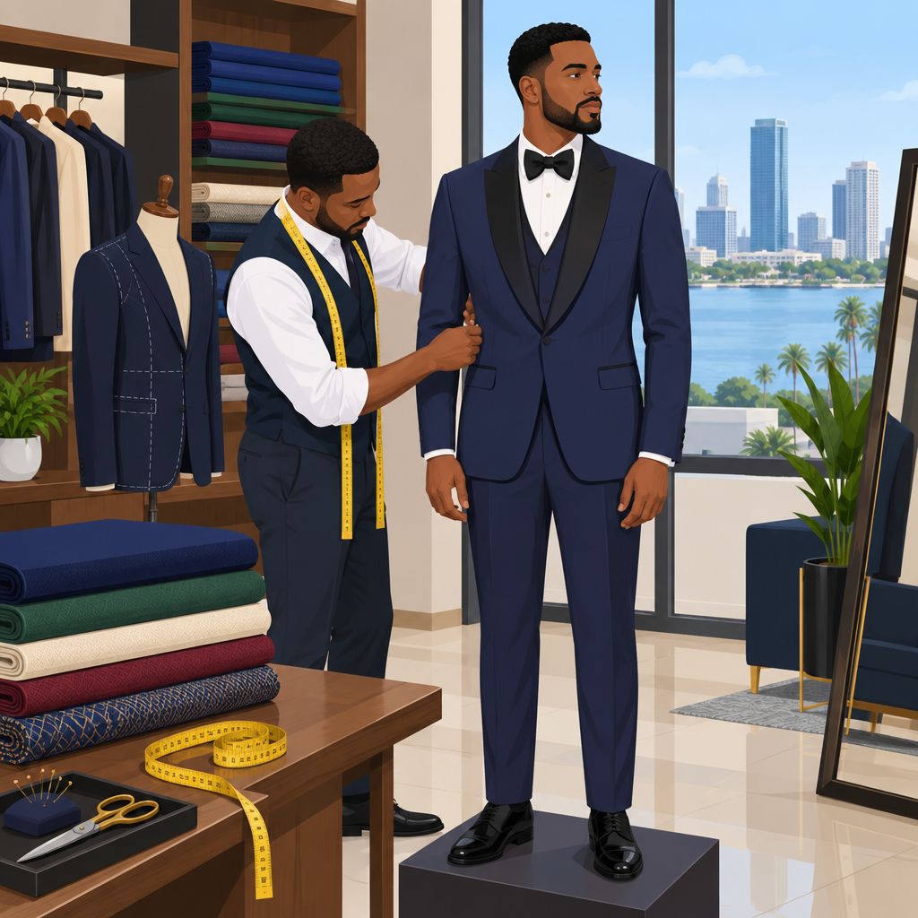 Kelv Combs Wears Victoria Island Lagos Bespoke Groom Suits and Caftans