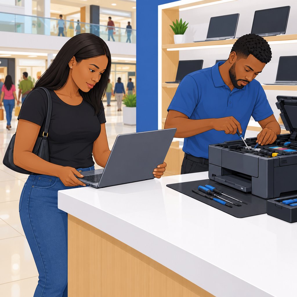 Nyanya Plaza in Ado: Printing, Repairs and Second-Hand Laptop Sales