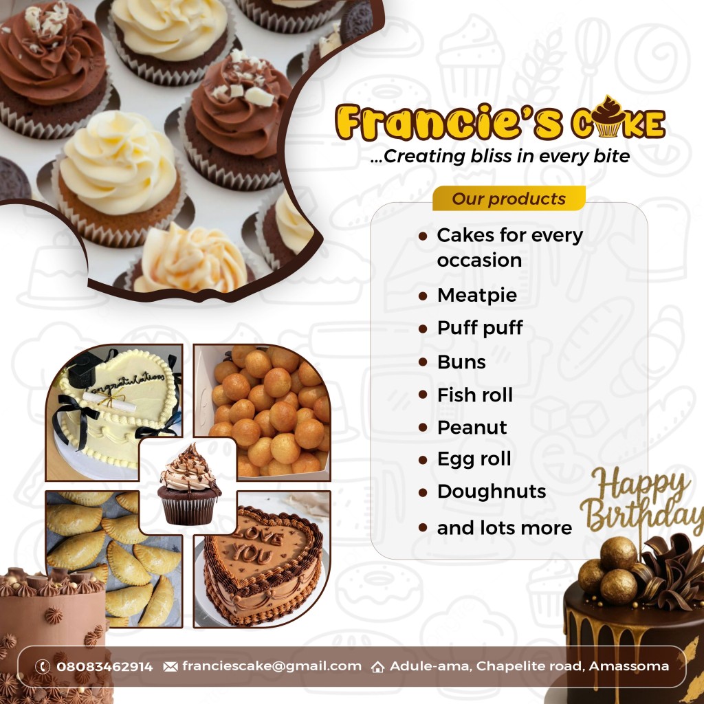 Francie's Cakes, Amassoma, Bayelsa — Custom Wedding Cakes & Pickup