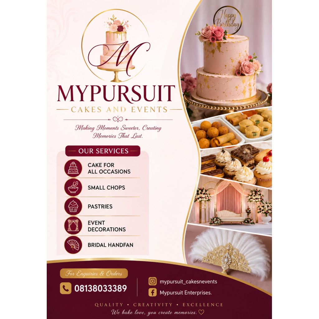 My Pursuit Cakes and Events, Sagamu, Ogun — Wedding and Event Cakes
