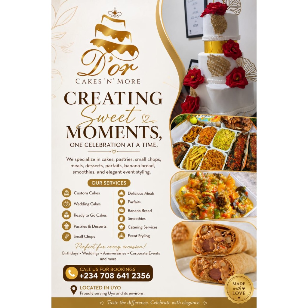 DOR Cakes n More Uyo: Custom Wedding and Celebration Cake Shop