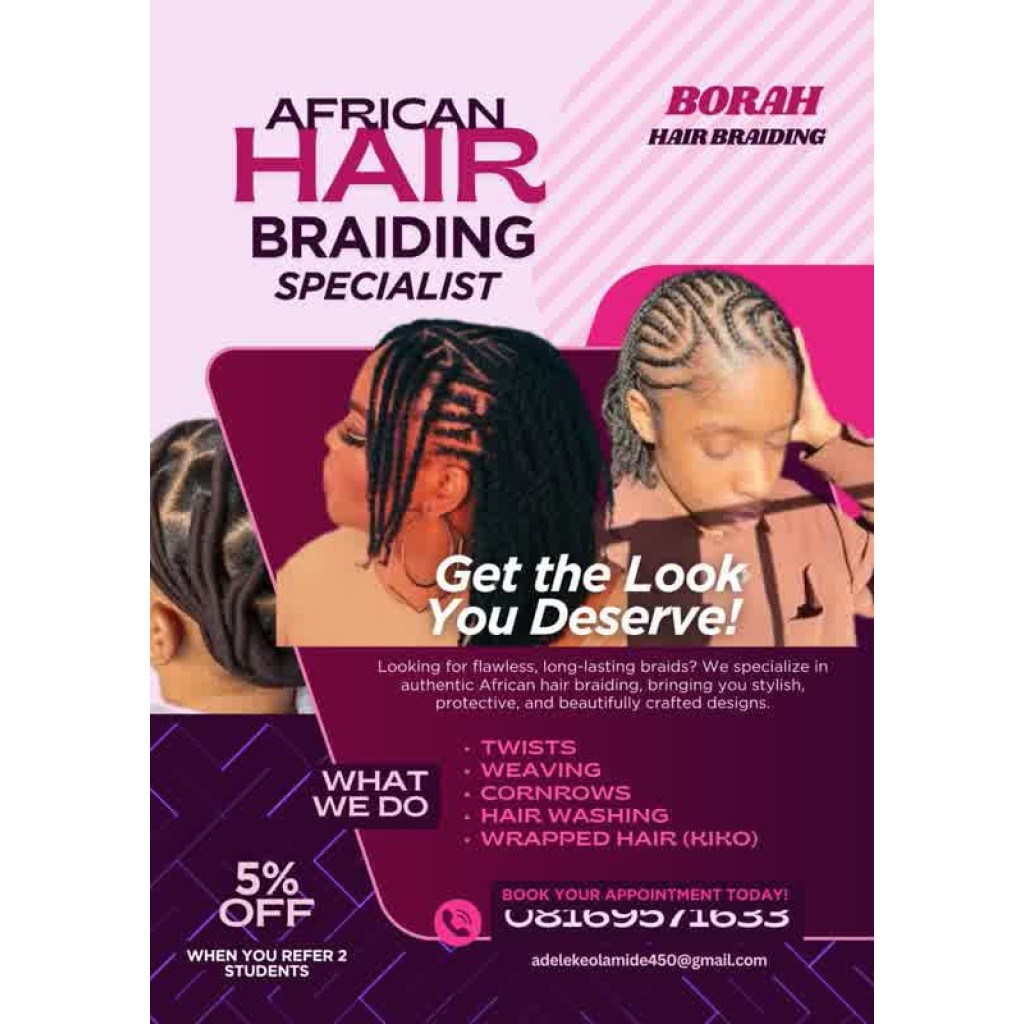 Borah Hair Braiding in Oye, Ekiti: Hair Braiding and Bridal Styling