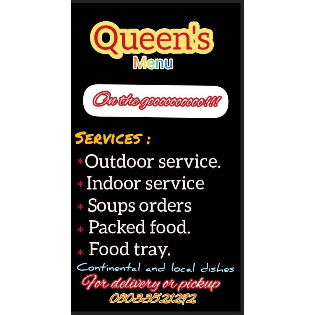 Queen's Menu Lagos Food and Drinks Catering and Delivery Services
