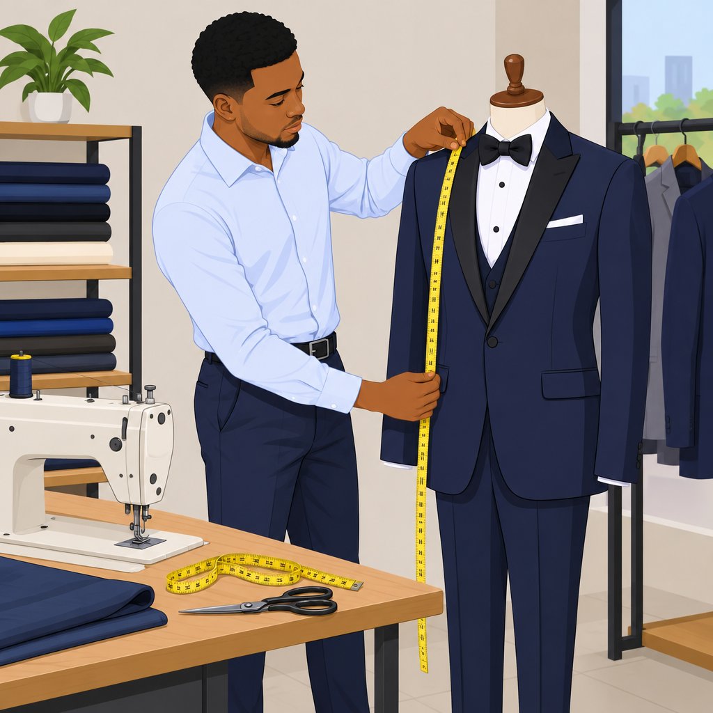 White Sewing Ikorodu Men's Tailor for Groom Suits and Alterations